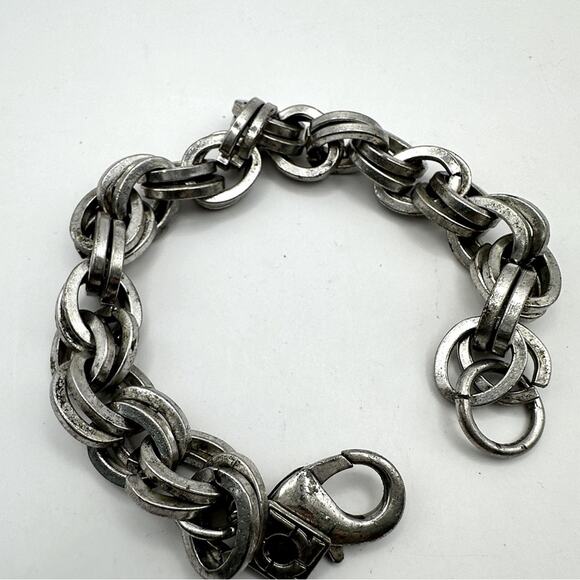 Chunky Heavy Unisex Bracelet Silver tone link  Boho Bohemian Festivalwear - Picture 10 of 10